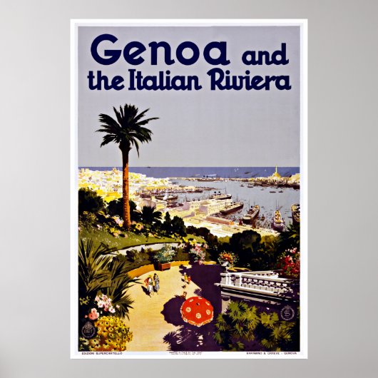 Genua Italy Riviera - Vintage Travel Posters (Voorkant)