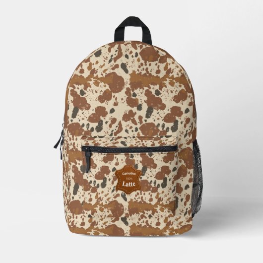 Genuine 100% Latte  | Cowhide Coffee Aesthetic Bedrukte Rugzak (Voorkant)