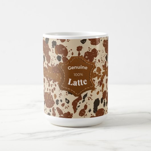 Genuine 100% Latte Cowhide Pattern Mug | Neutral  Koffiemok (Center)