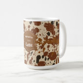 Genuine 100% Latte Cowhide Pattern Mug | Neutral  Koffiemok (Voorkant rechts)