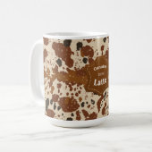 Genuine 100% Latte Cowhide Pattern Mug | Neutral  Koffiemok (Voorkant links)