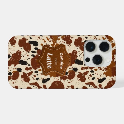 Genuine 100% Latte Cowhide Pattern | Neutral iPhone Hoesje (Achterkant horizontaal)