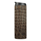 Genuine brown alligator leather, close up to show thermosbeker (Geroteerd rechts)