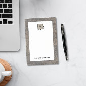 Genuine Cowhide Leather Look Monogram Name Post-it® Notes