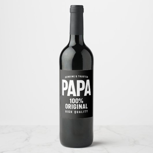 Genuine en Trusted Papa | Vader Gift Wijn Etiket (Voorkant)