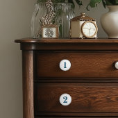 Genummerde blauwe en witte keramische knoppen