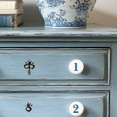 Genummerde blauwe en witte keramische knoppen