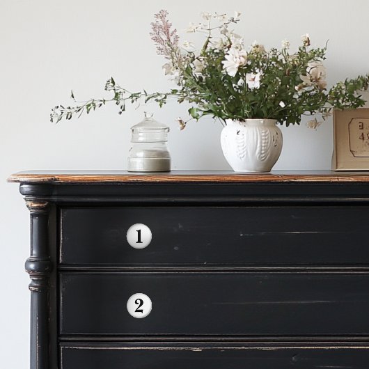 Genummerde zwarte en witte keramische knoppen