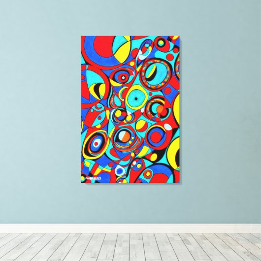 GEO_005, Abstracte geometrische kleurrijke canvasp Canvas Afdruk (Insitu (Houten vloer))