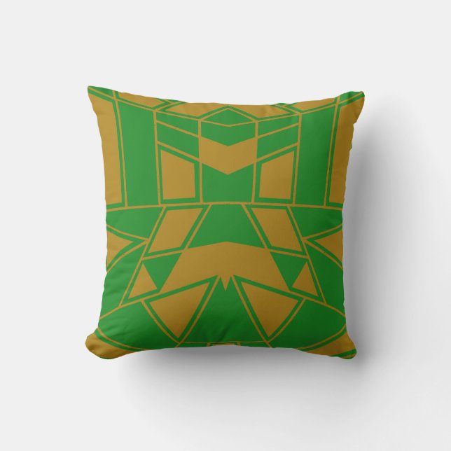 Geo #545 Gold & Green Kussen (Voorkant)
