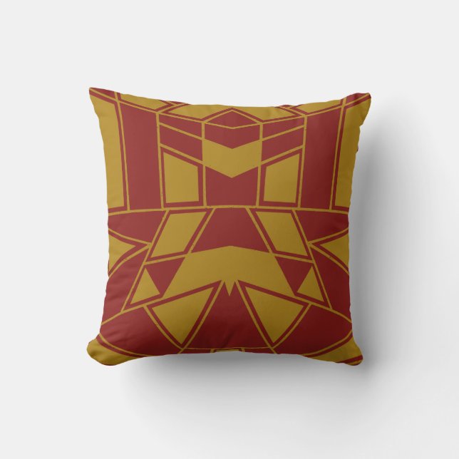 Geo #545 Goud & Rood Kussen (Voorkant)