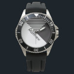 Geo Abstract Minimale Zwarte Stripes Naam Horloge<br><div class="desc">Pas je aan met je eigen naam of naam van je geliefde.</div>
