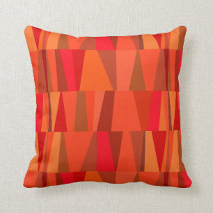 Geo Abstracte driehoekspatchwork   oranje rood Kussen