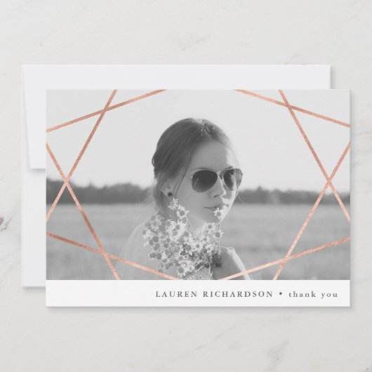 Geo Afstuderen | Faux Copper met foto Dank u Kaart (Voorkant)