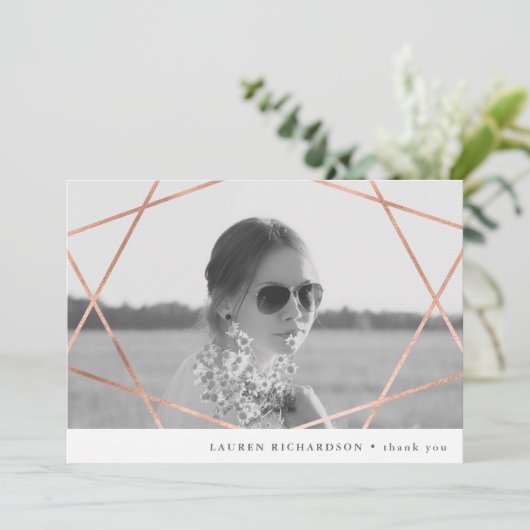 Geo Afstuderen | Faux Copper met foto Dank u Kaart (Staand voorkant)