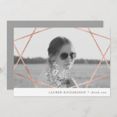 Geo Afstuderen | Faux Copper met foto Dank u Kaart (Voorkant / Achterkant)