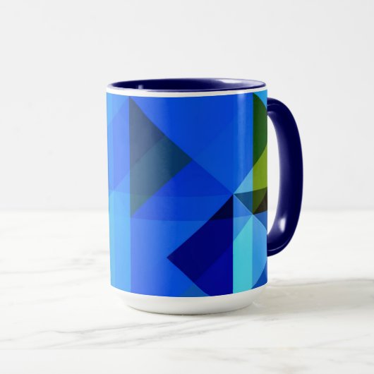 Geo Art Blue Color Block Mok (Voorkant rechts)