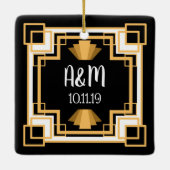  geo Art Deco 1920 | Gepersonaliseerd Keramisch Ornament (Achterkant)