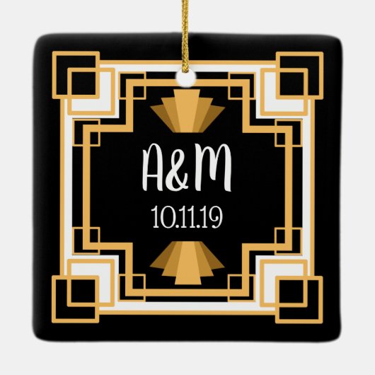  geo Art Deco 1920 | Gepersonaliseerd Keramisch Ornament (Achterkant)