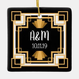  geo Art Deco 1920   Gepersonaliseerd Keramisch Ornament