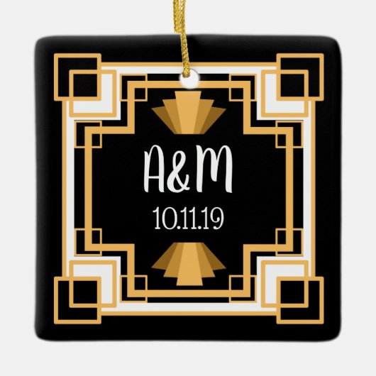  geo Art Deco 1920 | Gepersonaliseerd Keramisch Ornament (Voorkant)