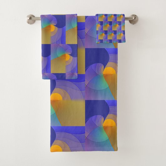 Geo Blauwe Reflecties Bad Handdoek (Insitu)