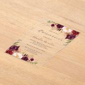 Geo Clear Acryl Bourgogne Floral Quinceanera Acryl Uitnodigingen (Laagn)