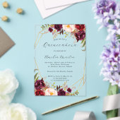 Geo Clear Acryl Bourgogne Floral Quinceanera Acryl Uitnodigingen (Insitu (Huwelijk))