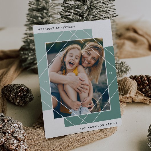 Geo Colorblock Photo Holiday Card Feestdagenkaart