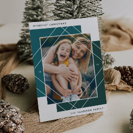 Geo Colorblock Photo Holiday Card Feestdagenkaart