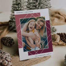 Geo Colorblock Photo Holiday Card