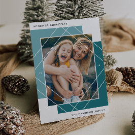 Geo Colorblock Photo Holiday Card Feestdagenkaart