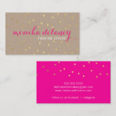 GEO CONFETTI GOLD stijlvol trendy kraft felroze Visitekaartje (Voorkant / Achterkant)