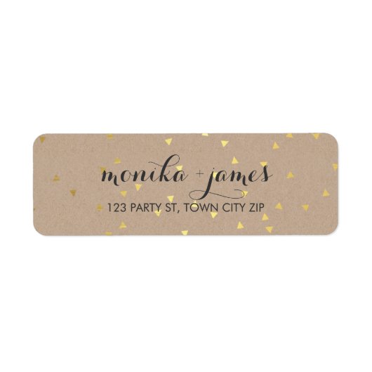 GEO CONFETTI schattig goud folie trendy feestelijk Etiket (Voorkant)