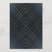 Geo Dark Navy Gold Gatsby Calligraphy Wedding Kaart (Achterkant)