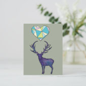 Geo Deer Heart Poster Briefkaart (Staand voorkant)