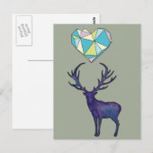 Geo Deer Heart Poster Briefkaart (Voorkant / Achterkant)