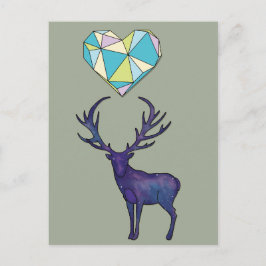 Geo Deer Heart Poster Briefkaart