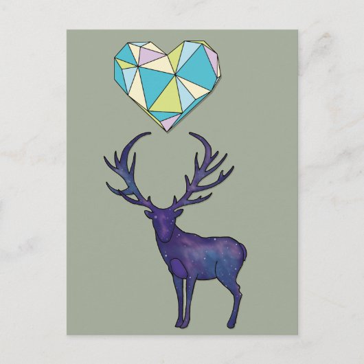 Geo Deer Heart Poster Briefkaart (Voorkant)