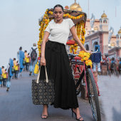 Geo diagonale driehoek tote bag