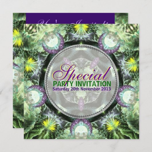 Geo-dmt Fractal Flower Special Party Invitation Kaart (Voorkant / Achterkant)