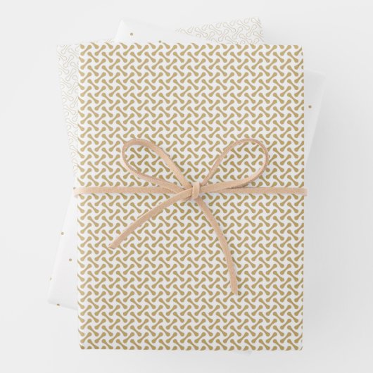 Geo Dot Connected Weave Gold en White Inpakpapier Vel (In situ)