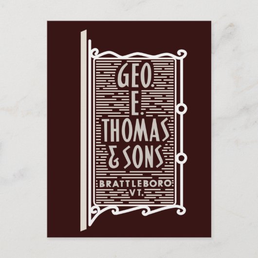 Geo. E. Thomas & Sons Brattleboro VT Logo Briefkaa Briefkaart (Voorkant)