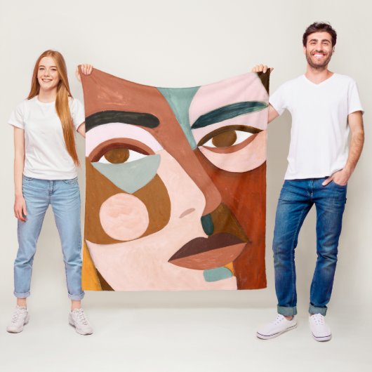 Geo Face Upclose Fleece Deken (In situ)