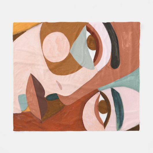 Geo Face Upclose Fleece Deken (Voorkant (Horizontaal))