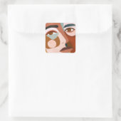 Geo Face Upclose Vierkante Sticker (Tas)