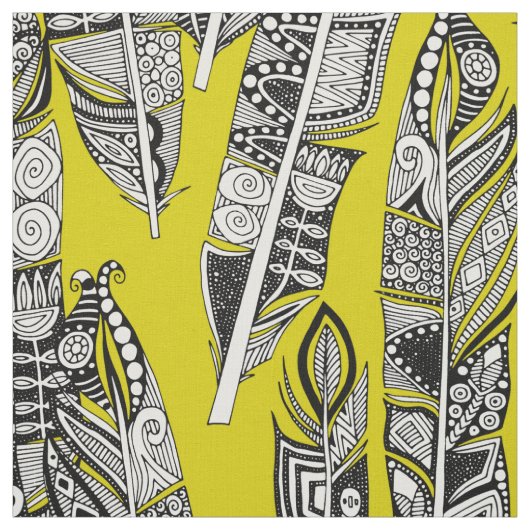 Geo Feathers Chartreuse Stof (Swatch)
