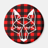 Geo Fox & Rustic Black Red Buffalo Check Pset Magneet (Voorkant)