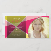 Geo Fuchsia Criss Cross Kleurblok Foto Geslaagd Bedankkaart (Voorkant)