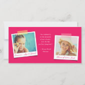 Geo Fuchsia Criss Cross Kleurblok Foto Geslaagd Bedankkaart (Achterkant)